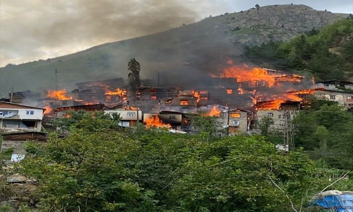 Artvin’in Yusufeli ilçesinde yangın